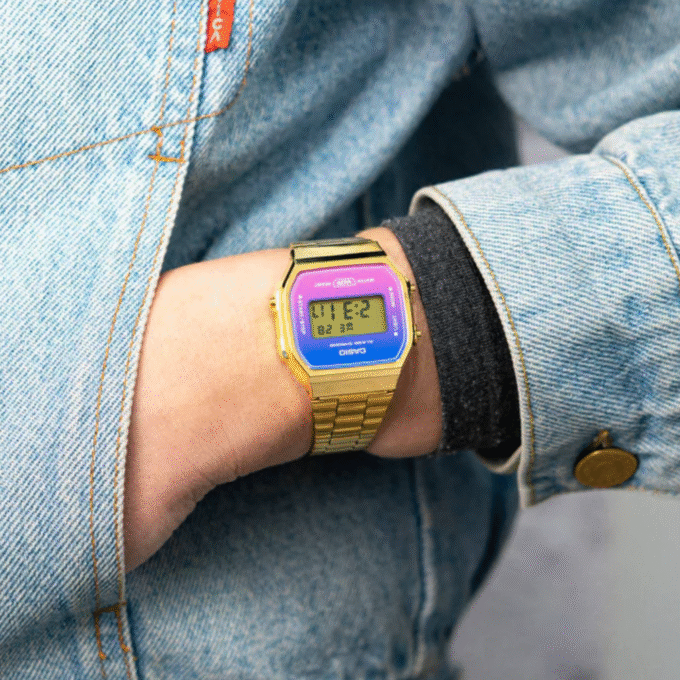 Montre Casio Vintage - A168WERG-2ADF - Bracelet doré en Acier Inoxydable - Affichage Numérique - Résistant à l'eau