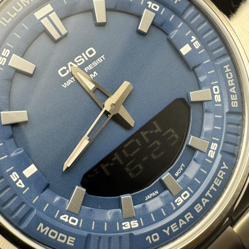 montre homme casio amw 880d 2a1vdf bracelet en acier inoxydable analogique numérique résistant à l'eau