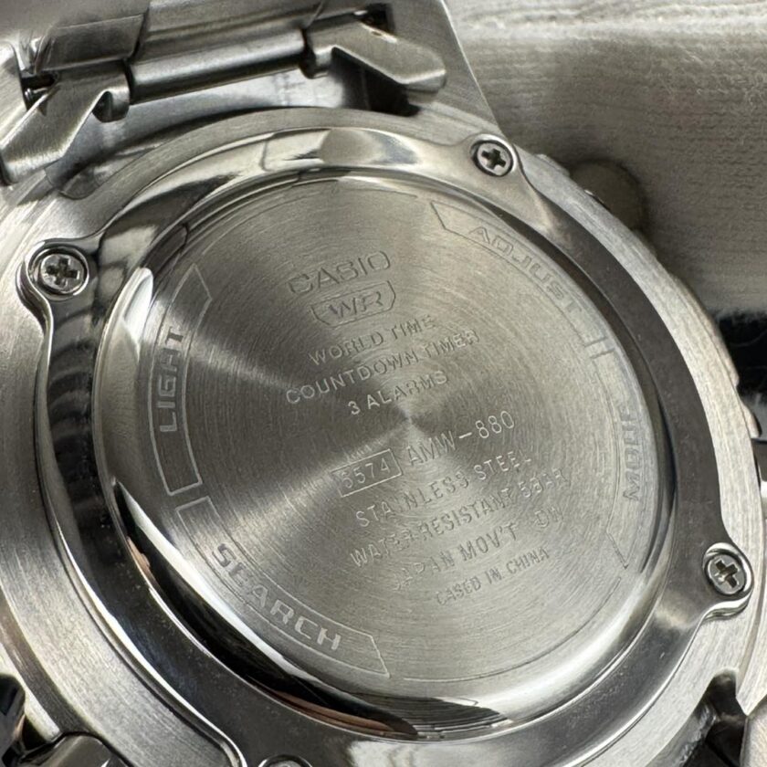 montre homme casio amw 880d 2a1vdf bracelet en acier inoxydable analogique numérique résistant à l'eau
