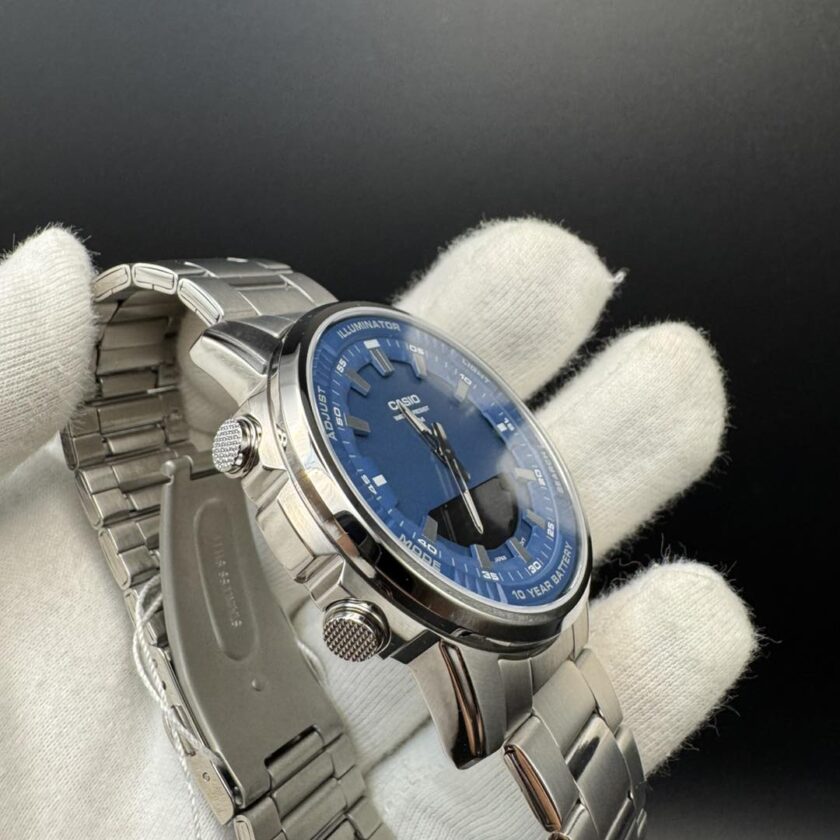montre homme casio amw 880d 2a1vdf bracelet en acier inoxydable analogique numérique résistant à l'eau
