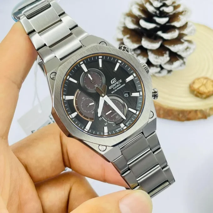 montre homme casio edifice efs s570dc 1audf solaire verre sapphire bracelet en acier inoxydable affichage analogique résistant à l'eau verre saphir