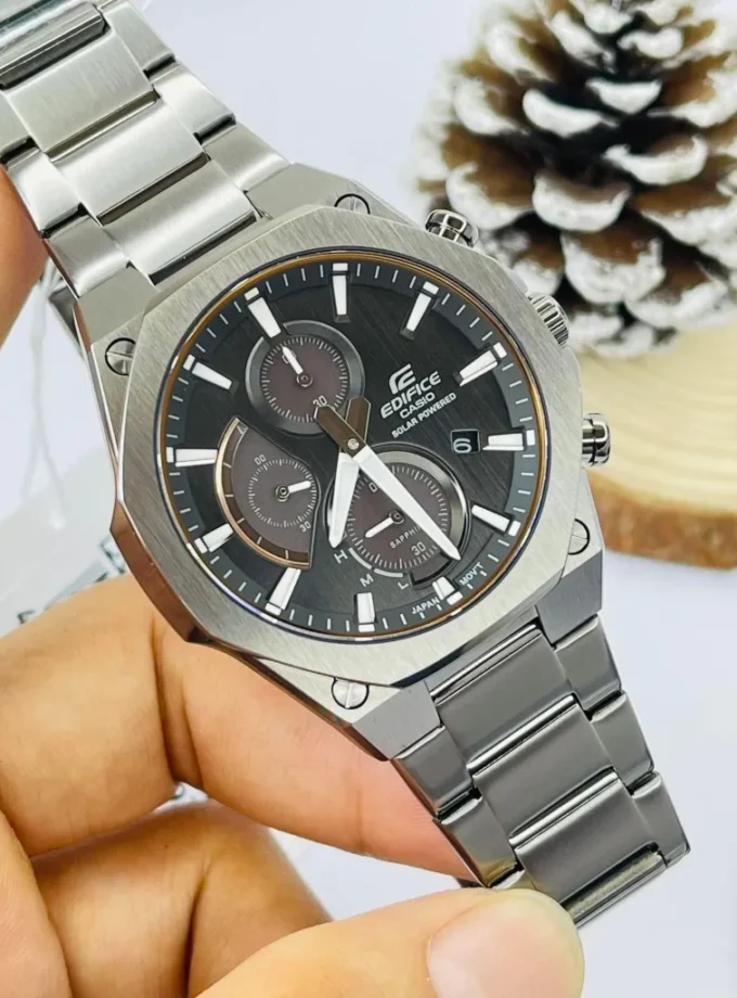 montre homme casio edifice efs s570dc 1audf solaire verre sapphire bracelet en acier inoxydable affichage analogique résistant à l'eau verre saphir