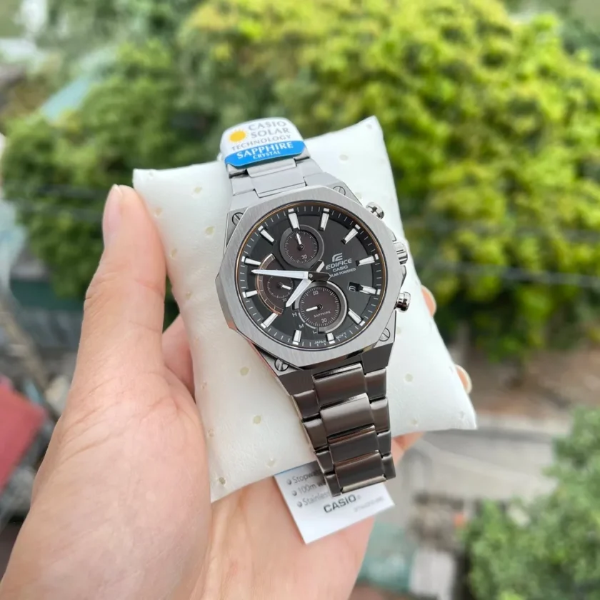 montre homme casio edifice efs s570dc 1audf solaire verre sapphire bracelet en acier inoxydable affichage analogique résistant à l'eau verre saphir