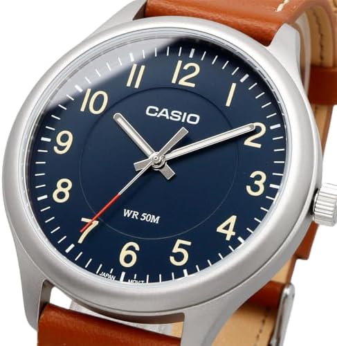 montre homme casio mtp b160l 2bvdf bracelet en cuir affichage analogique résistant à l'eau