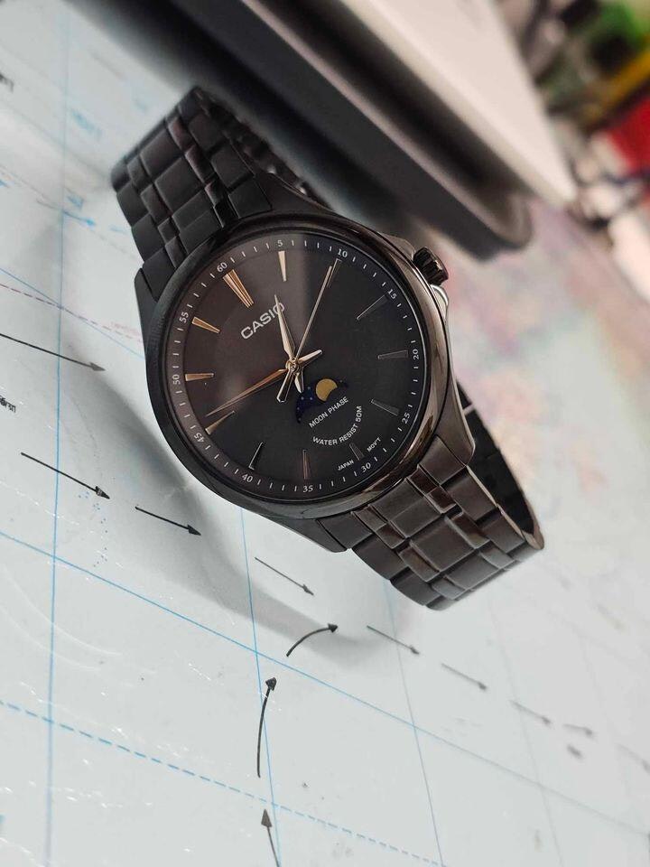 montre homme casio mtp m100b 1avdf bracelet en acier inoxydable noir affichage analogique résistant à l'eau