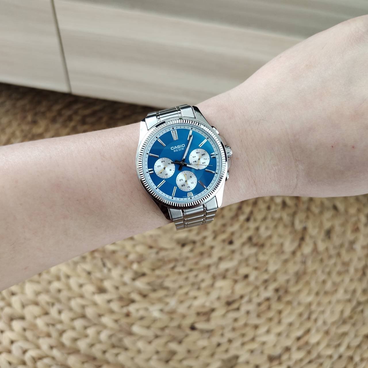 montre homme casio mtp 1375d 2a2vdf bracelet en acier inoxydable affichage analogique résistant à l'eau