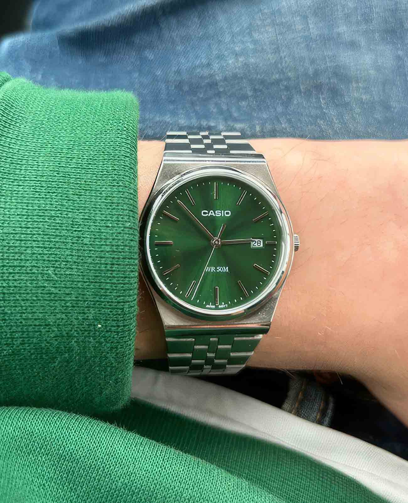 montre homme casio mtp b145d 3avdf bracelet en acier inoxydable affichage analogique résistant à l'eau