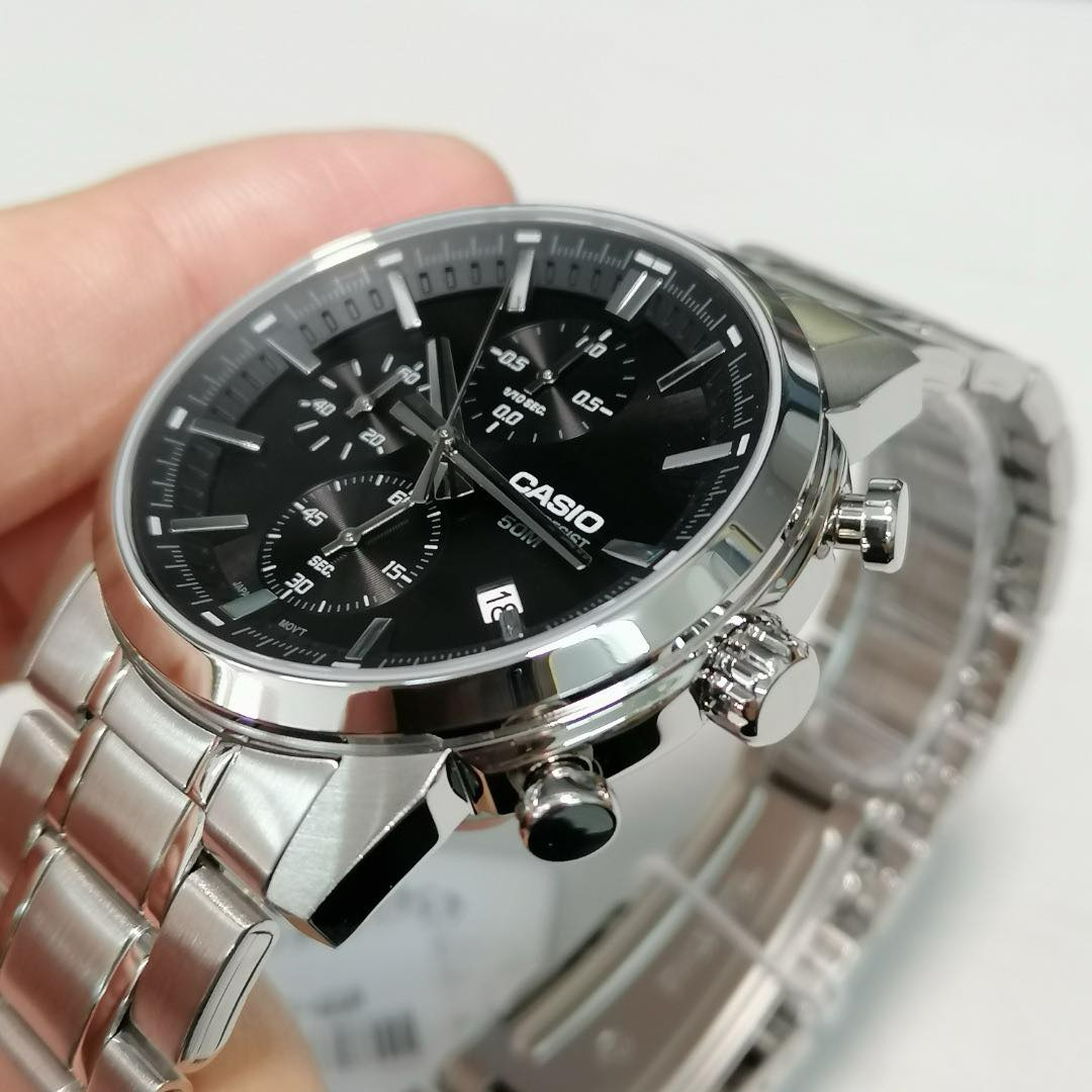 montre homme casio mtp e510d 1a1vdf bracelet en acier inoxydable affichage analogique résistant à l'eau