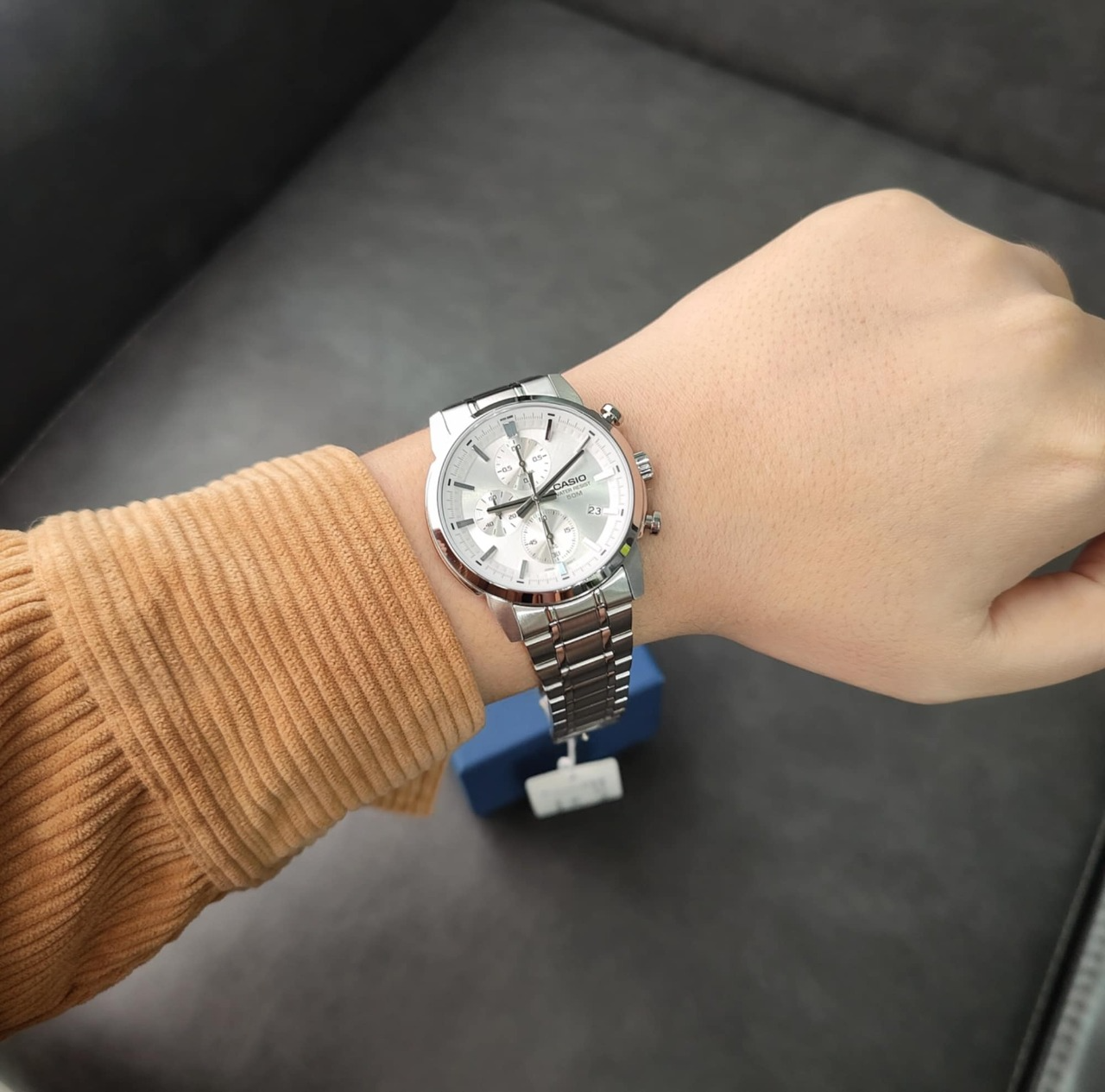 montre homme casio mtp e510d 7avdf bracelet en acier inoxydable affichage analogique résistant à l'eau