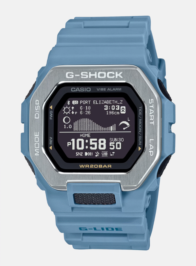 Montre Homme Casio G-SHOCK - GBX-100-2ADR - Bracelet en Résine Bleu Ciel - Affichage Numérique - Résistant à l'eau