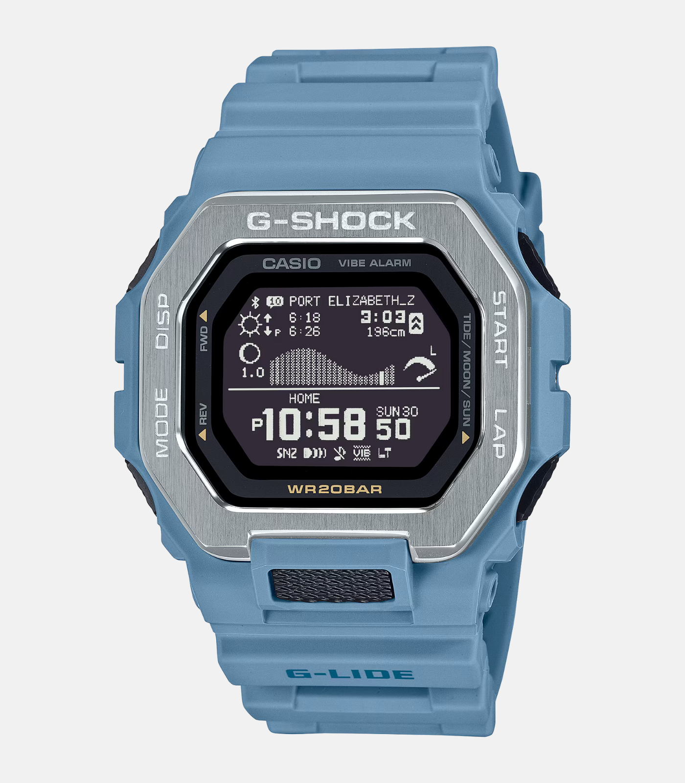 Montre Homme Casio G-SHOCK - GBX-100-2ADR - Bracelet en Résine Bleu Ciel - Affichage Numérique - Résistant à l'eau - Bluetooth