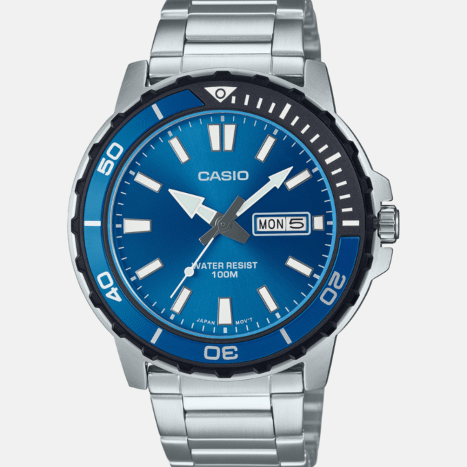 Montre Homme Casio - MTD-125D-2A1VDF - Bracelet en Acier Inoxydable - Affichage analogique - Résistant à l'eau