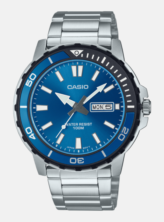 Montre Homme Casio - MTD-125D-2A1VDF - Bracelet en Acier Inoxydable - Affichage analogique - Résistant à l'eau