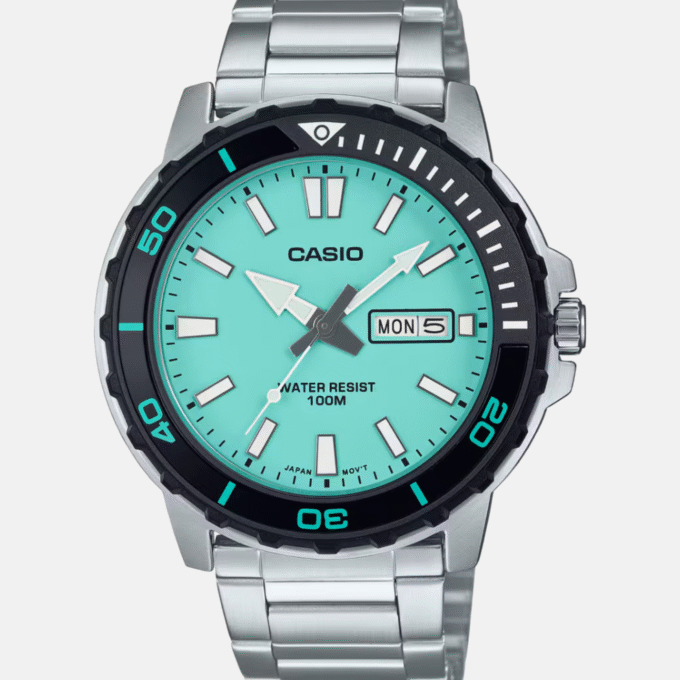 Montre Homme Casio -  MTD-125D-2A2VDF - Bracelet en Acier Inoxydable - Affichage analogique - Résistant à l'eau