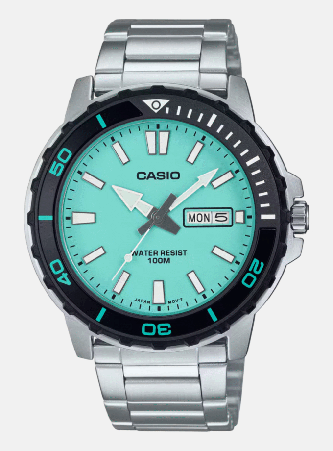 Montre Homme Casio -  MTD-125D-2A2VDF - Bracelet en Acier Inoxydable - Affichage analogique - Résistant à l'eau