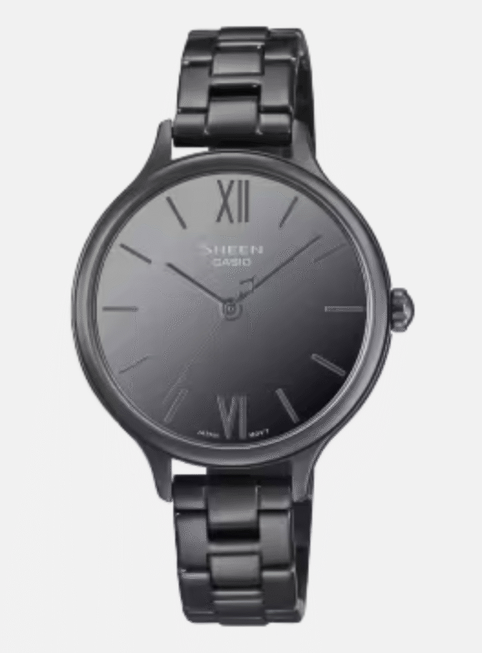 Montre Femme Casio Sheen - SHE-4560BD-1AUDF - Bracelet en Acier Inoxydable noir - Affichage analogique - Résistant à l'eau - Verre Saphir