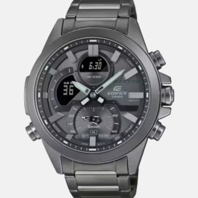 Montre Homme Casio Edifice - ECB-30DC-1BDF - Connectable via Bluetooth - Bracelet en Acier Inoxydable - Affichage analogique  - Résistant à l'eau
