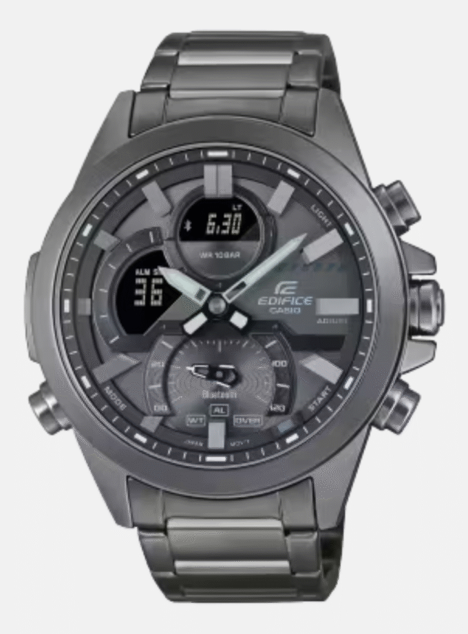 Montre Homme Casio Edifice - ECB-30DC-1BDF - Connectable via Bluetooth - Bracelet en Acier Inoxydable - Affichage analogique  - Résistant à l'eau