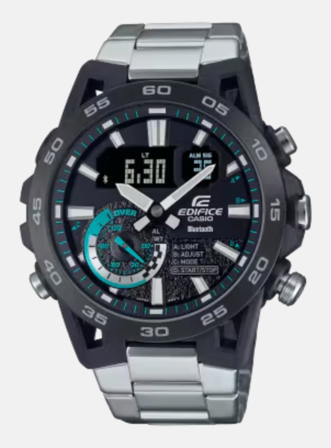 Montre Homme Casio Edifice - ECB-40DB-1ADF - Connectable via Bluetooth - Bracelet en Acier Inoxydable - Affichage analogique - Résistant à l'eau