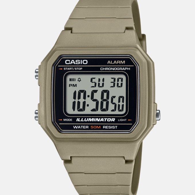 Montre Jeunesse Casio - W-217H-5AVDF - Bracelet en Résine Beige - Affichage Numérique - Résistant à l'eau