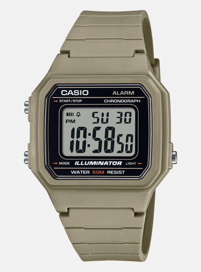 Montre Jeunesse Casio - W-217H-5AVDF - Bracelet en Résine Beige - Affichage Numérique - Résistant à l'eau