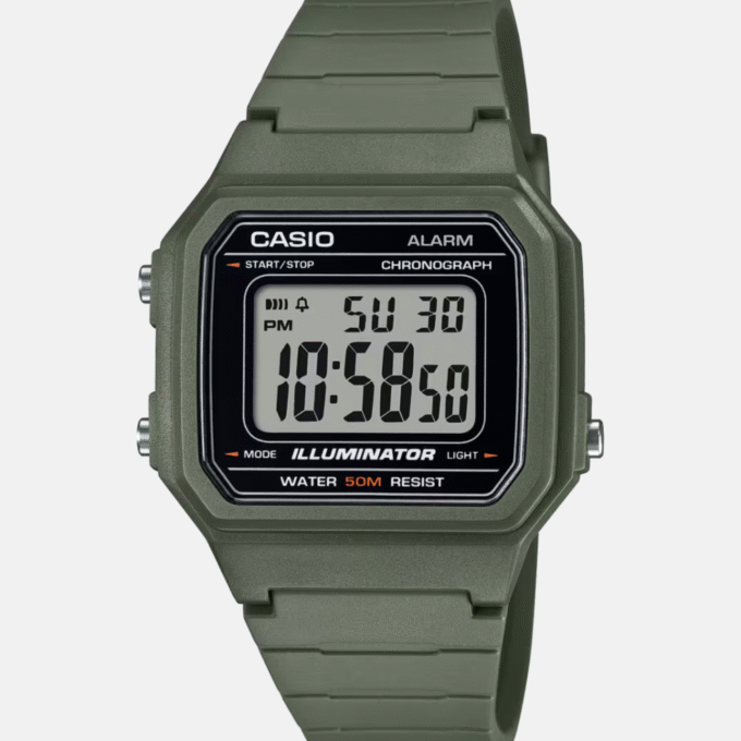 Montre Jeunesse Casio - W-217H-3AVDF - Bracelet en Résine Vert - Affichage numérique - Résistant à l'eau