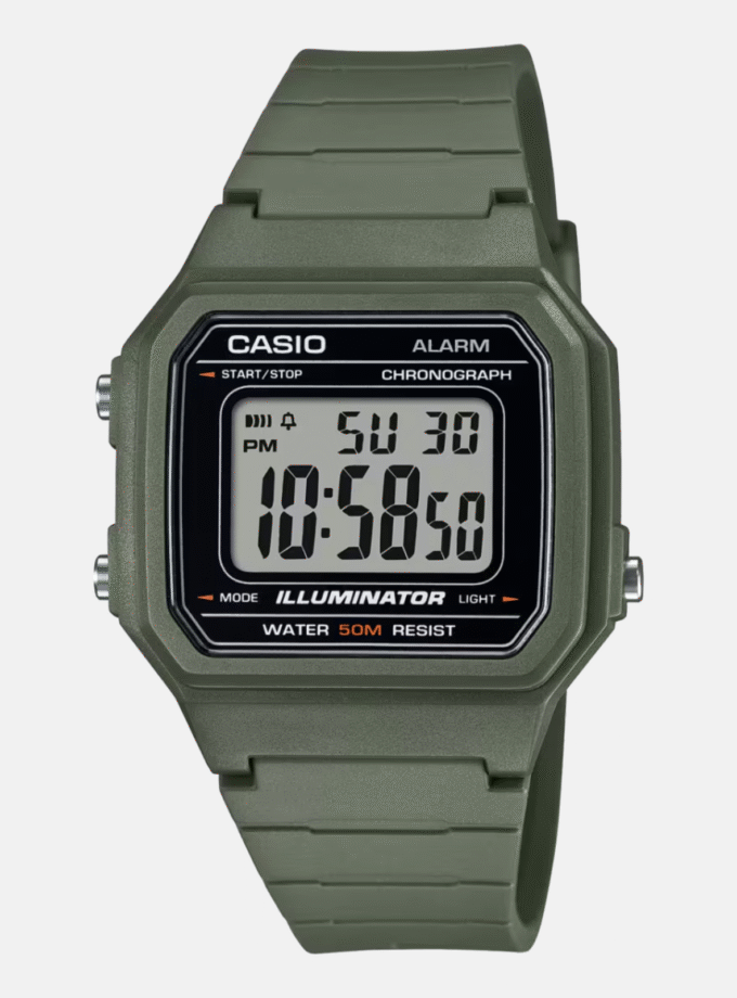 Montre Jeunesse Casio - W-217H-3AVDF - Bracelet en Résine Vert - Affichage numérique - Résistant à l'eau