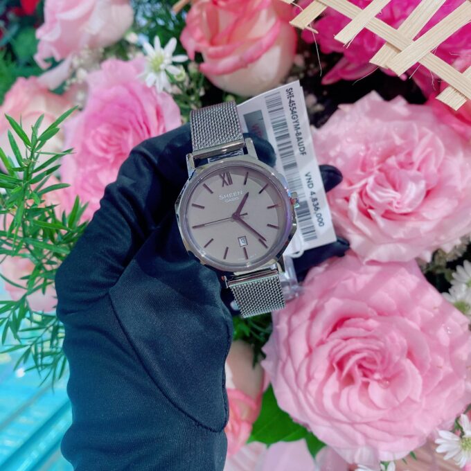 Montre Femme Casio Sheen - SHE-4554GYM-8AUDF - Bracelet en Maille Milanaise Noir - Affichage analogique - Résistant à l'eau - Verre Saphir