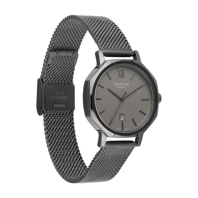 Montre Femme Casio Sheen - SHE-4554GYM-8AUDF - Bracelet en Maille Milanaise Noir - Affichage analogique - Résistant à l'eau - Verre Saphir