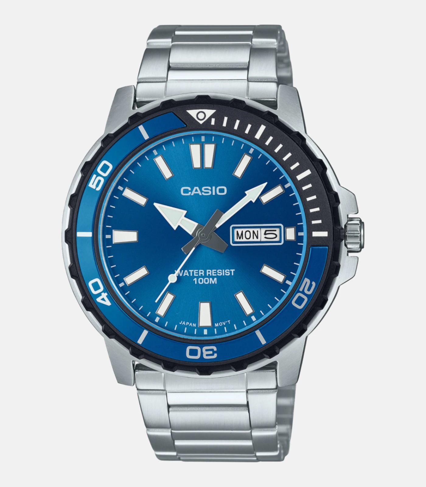 Montre Homme Casio - MTD-125D-2A1VDF - Bracelet en Acier Inoxydable - Affichage analogique - Résistant à l'eau