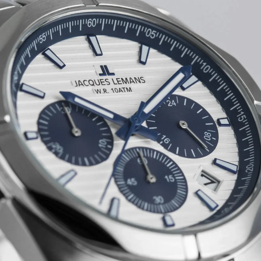 montre jacques lemans 1 2181b Élégante montre de sport pour hommes avec chronographe et Étanchéité 10 atm verre saphir