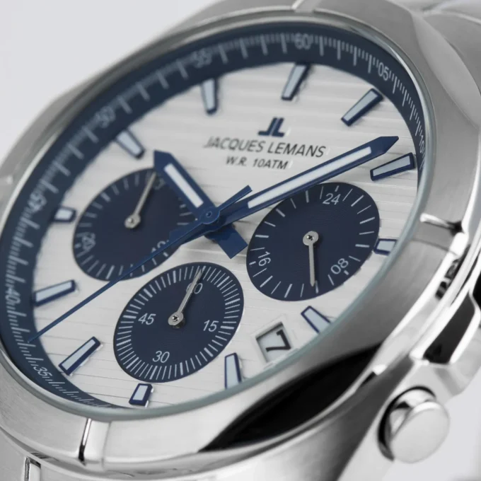 montre jacques lemans 1 2181b Élégante montre de sport pour hommes avec chronographe et Étanchéité 10 atm verre saphir