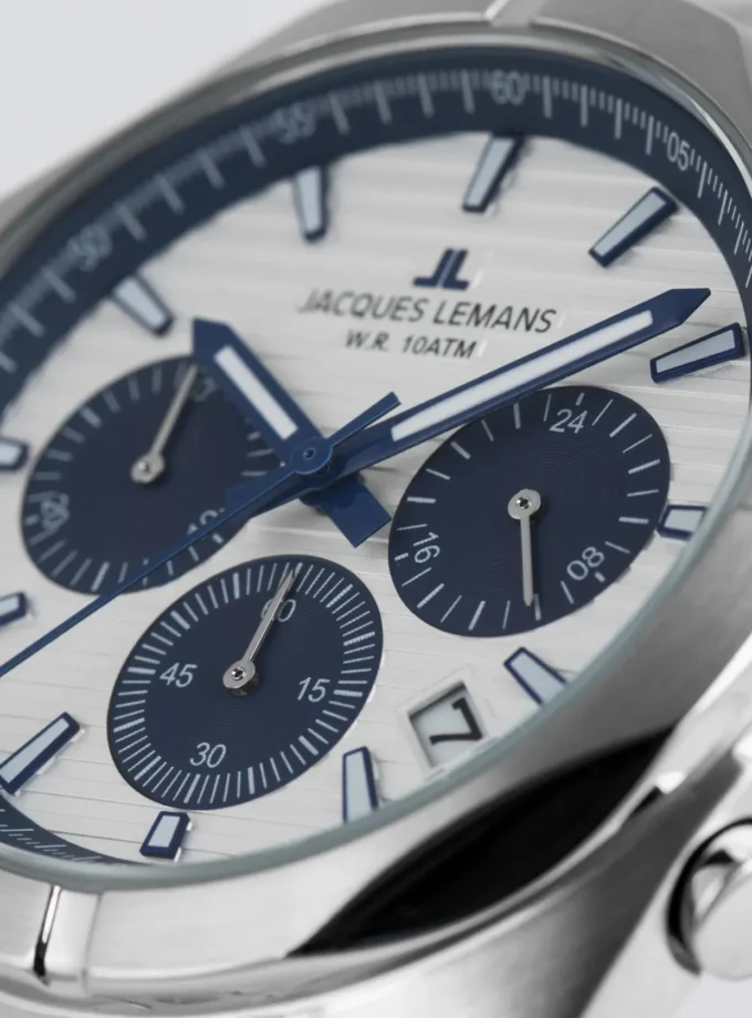 montre jacques lemans 1 2181b Élégante montre de sport pour hommes avec chronographe et Étanchéité 10 atm verre saphir
