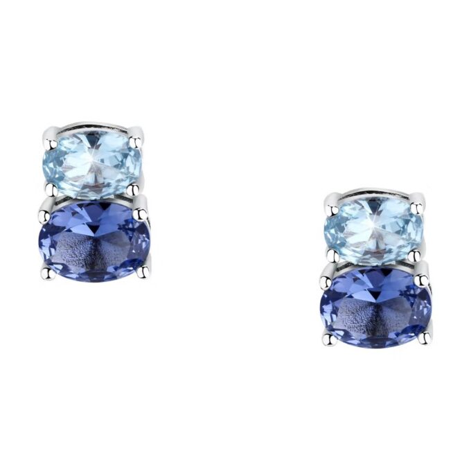 Boucles d'Oreilles en Argent avec Cristaux Bleus - Modèle Penché Morellato SAVY17