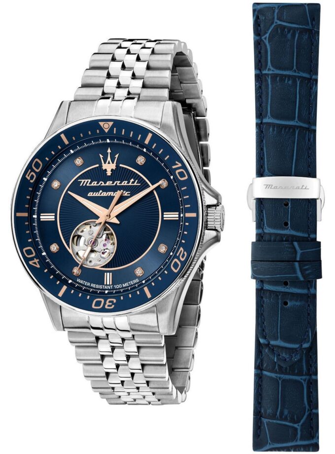 Montre Homme Maserati Sfida – R8823140013 – Boîtier Acier 44 mm Argenté – Mouvement Automatique – Affichage Analogique – Bracelet Acier Argent – Étanchéité 100 m (10 ATM) – Boucle Déployante – Design Élégant et Raffiné.