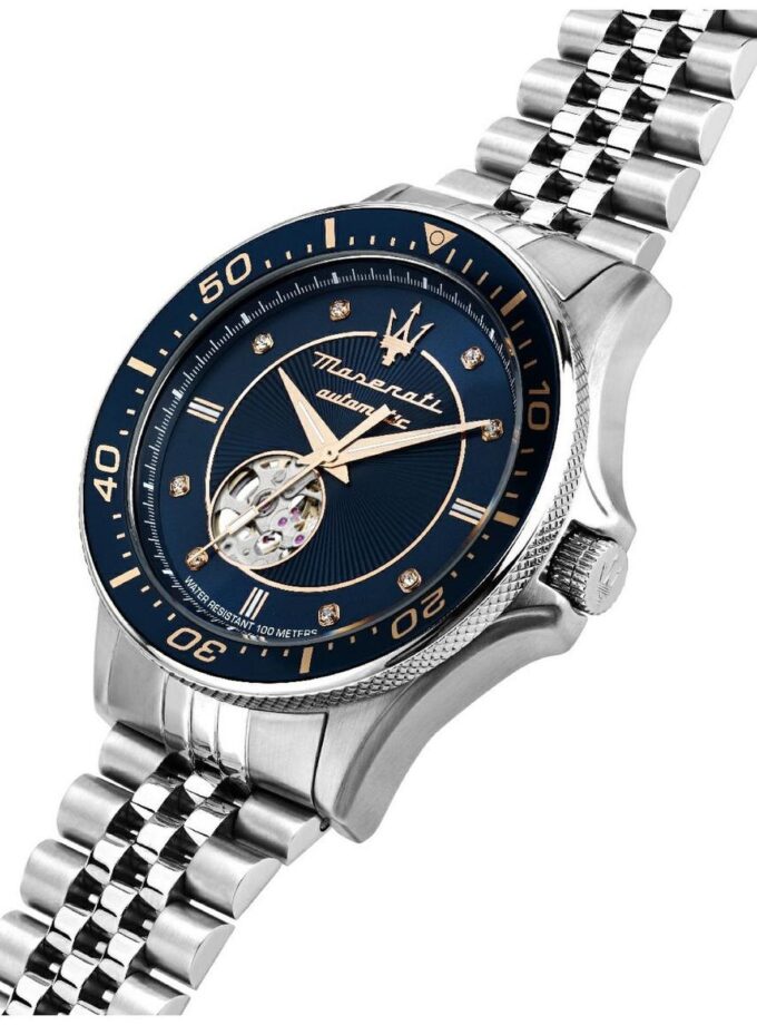 Montre Homme Maserati Sfida – R8823140013 – Boîtier Acier 44 mm Argenté – Mouvement Automatique – Affichage Analogique – Bracelet Acier Argent – Étanchéité 100 m (10 ATM) – Boucle Déployante – Design Élégant et Raffiné.