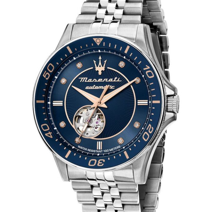 Montre Homme Maserati Sfida – R8823140013 – Boîtier Acier 44 mm Argenté – Mouvement Automatique – Affichage Analogique – Bracelet Acier Argent – Étanchéité 100 m (10 ATM) – Boucle Déployante – Design Élégant et Raffiné.
