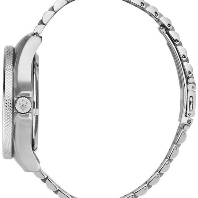 Montre Homme Maserati Sfida – R8823140013 – Boîtier Acier 44 mm Argenté – Mouvement Automatique – Affichage Analogique – Bracelet Acier Argent – Étanchéité 100 m (10 ATM) – Boucle Déployante – Design Élégant et Raffiné.