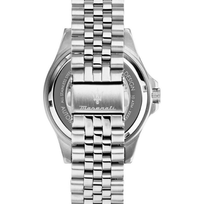 Montre Homme Maserati Sfida – R8823140013 – Boîtier Acier 44 mm Argenté – Mouvement Automatique – Affichage Analogique – Bracelet Acier Argent – Étanchéité 100 m (10 ATM) – Boucle Déployante – Design Élégant et Raffiné.
