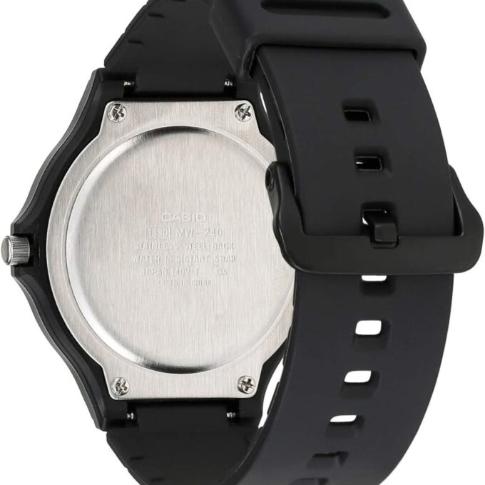 Montre Classique Homme - Casio MW-240-1EVDF - Quartz, Bracelet Résine, Étanche 50m, Cadran Noir - Référence MW-240-1EVDF