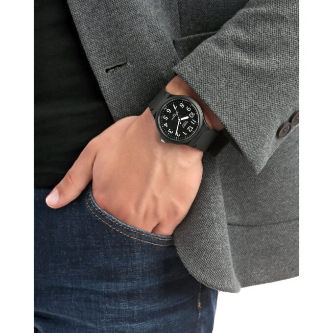 Montre Classique Homme Casio MW-240-1BVDF – Quartz, Bracelet Résine Noire, Étanche 50m, Grand Cadran – Référence MW-240-1BVDF
