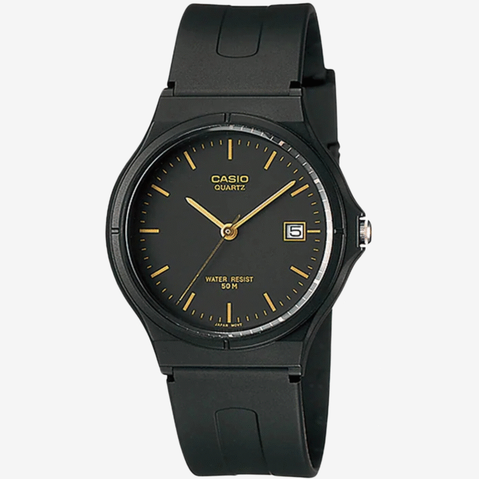 Montre Unisexe CASIO MW-59-1EV – Boîtier Résine Noir 40 mm – Affichage Analogique avec Date – Verre Plexiglas – Bracelet Résine Noir – Étanchéité 5 Bars – Légère et Fonctionnelle pour un Usage Quotidien