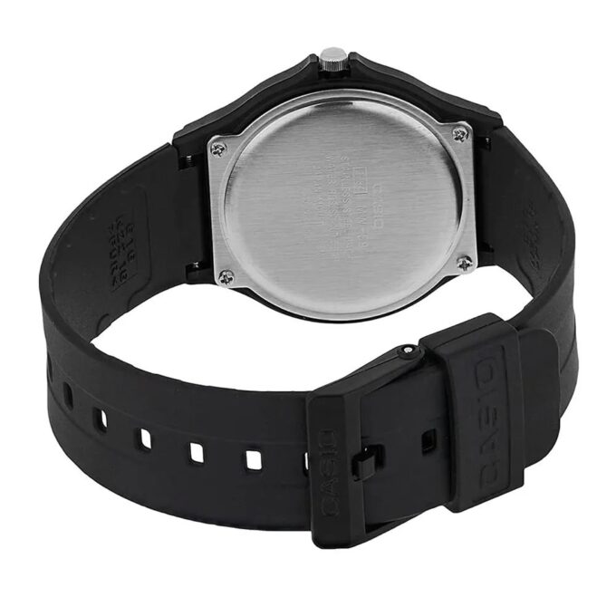 Montre Unisexe CASIO MW-59-1EV – Boîtier Résine Noir 40 mm – Affichage Analogique avec Date – Verre Plexiglas – Bracelet Résine Noir – Étanchéité 5 Bars – Légère et Fonctionnelle pour un Usage Quotidien