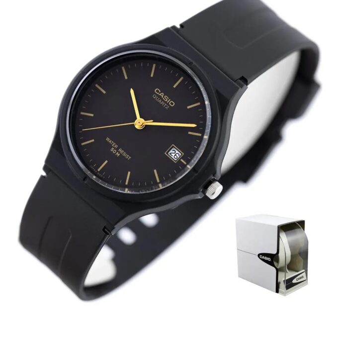 Montre Unisexe CASIO MW-59-1EV – Boîtier Résine Noir 40 mm – Affichage Analogique avec Date – Verre Plexiglas – Bracelet Résine Noir – Étanchéité 5 Bars – Légère et Fonctionnelle pour un Usage Quotidien