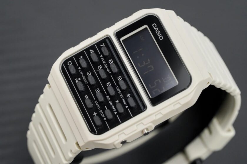 montre calculatrice casio ca 53wf 8bdf unisexe quartz, double fuseau horaire, alarme, chronomètre résine blanc ca 53wf 8bdf