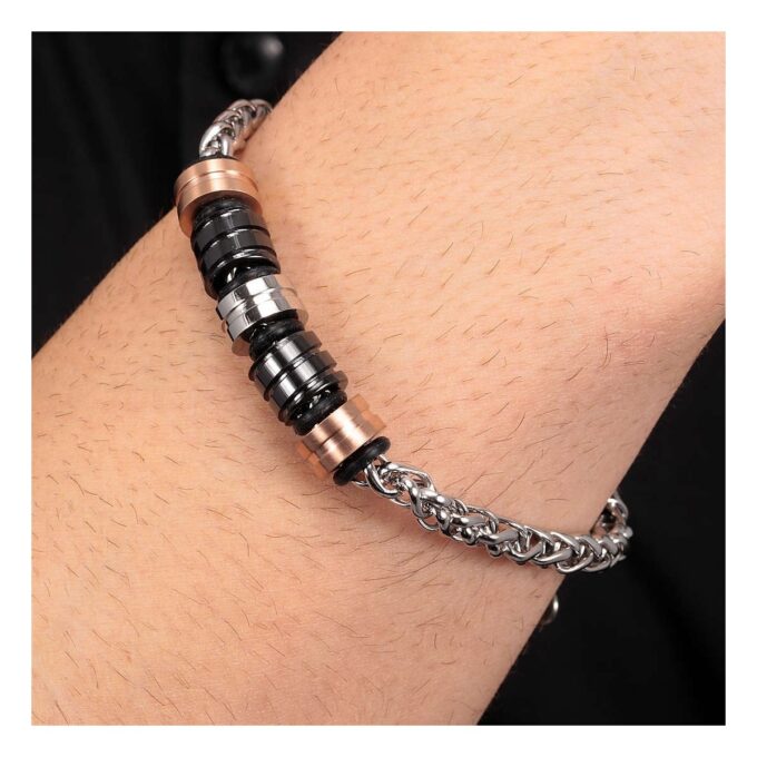 Bracelet SECTOR - Bijoux Homme/Femme - Acier Inoxydable, Design Moderne, Résistant à l’Eau, Fermoir Sécurisé - Métal Argenté - SAFR16