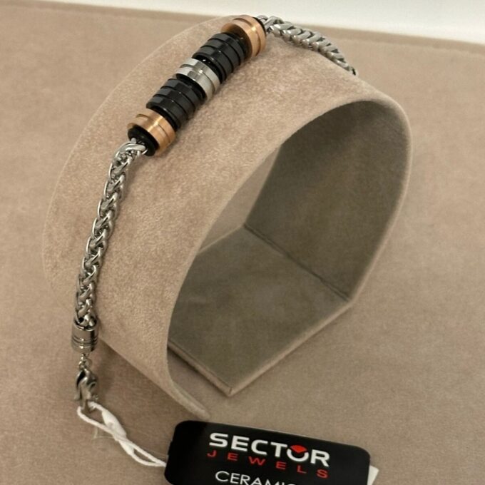 Bracelet SECTOR - Bijoux Homme/Femme - Acier Inoxydable, Design Moderne, Résistant à l’Eau, Fermoir Sécurisé - Métal Argenté - SAFR16