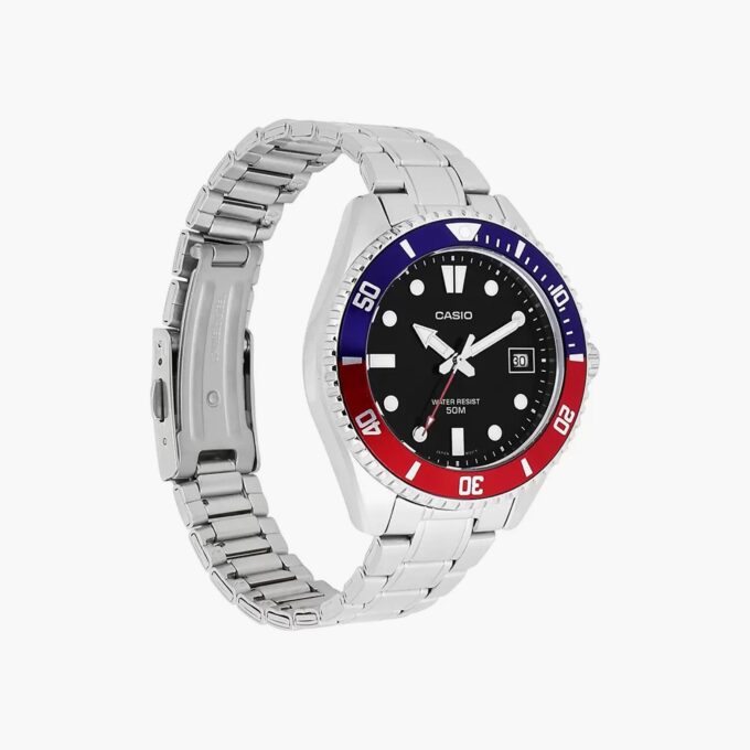 Montre Casio MDV-10D-1A3VDF - Style Sportif avec Cadran Noir et Bracelet en Acier Inoxydable