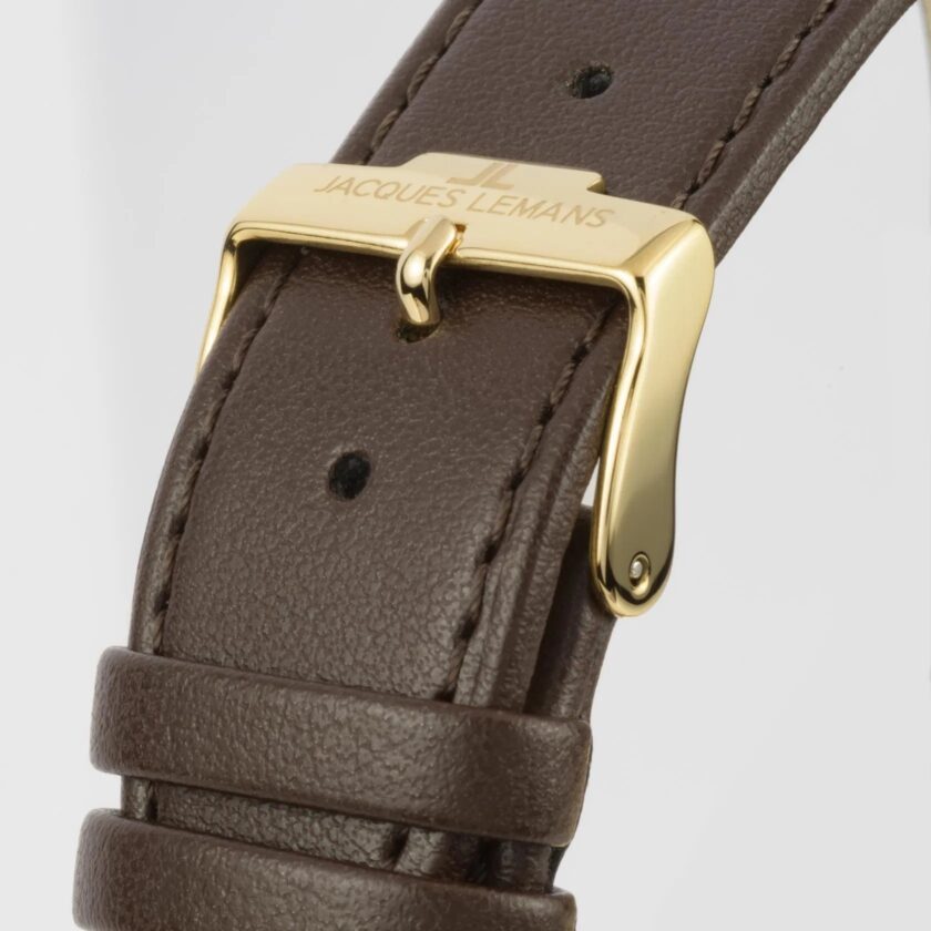 montre jacques lemans 1 2105b montre sportive Élégante pour hommes avec cadran marron et bracelet en simili cuir