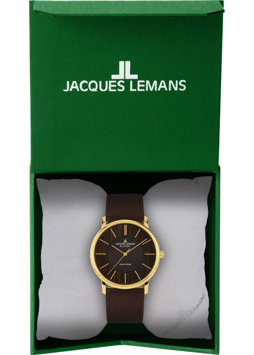 montre jacques lemans 1 2105b montre sportive Élégante pour hommes avec cadran marron et bracelet en simili cuir